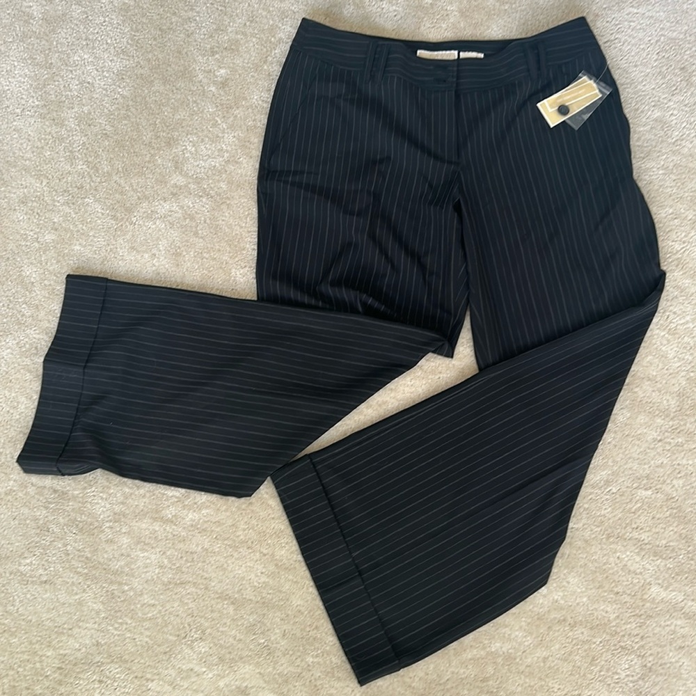 NWT! Michael Michael Kors Low Rose Wide Leg Pinstripe Pants Blk/White Size 14